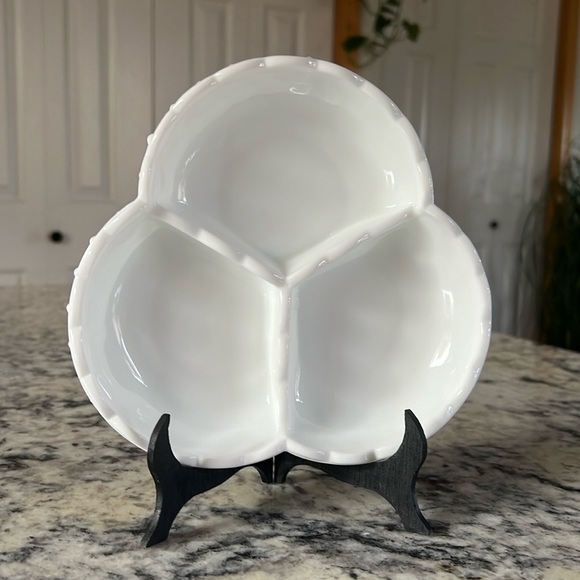 Fenton Hobnail Milk Glass Divided Dish - Picture 3 of 6